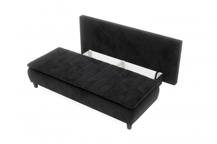 Canapea HARRY, 3 locuri extensibila cu functie de somn, relaxare si depozitare, stofa gri inchis Riviera 97 , 208x96x102, ext.200x160cm [4]