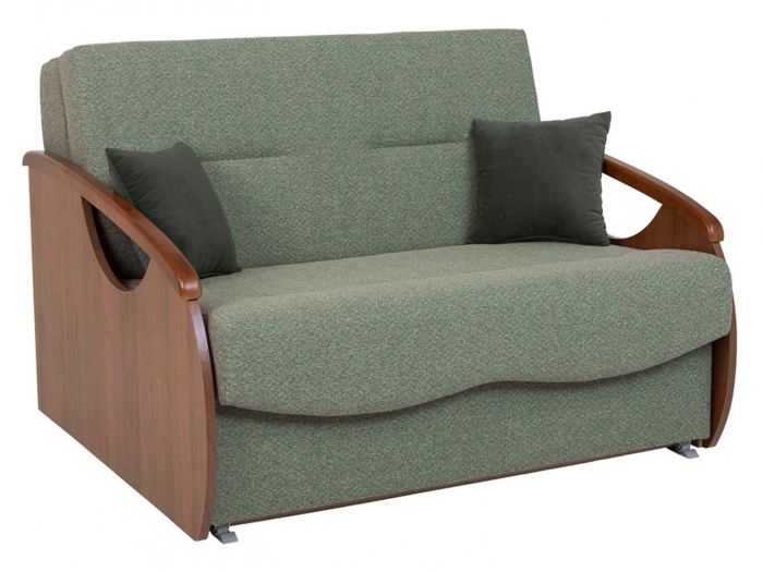 Canapea IDA, 2 locuri extensibila cu functie somn, relaxare si depozitare, stofa verde si brate nuc, (L/ad./h) 117x104x84, ext.109x192 cm.117 [2]