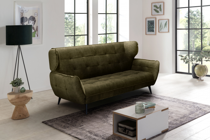Canapea MM131 ARIANA 3 locuri fixa cu functie relaxare, stofa Velvet oliv F608, 221x98x105 cm [4]