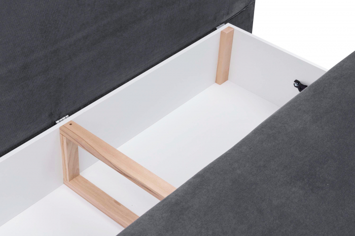 Canapea MONA, 3 locuri extensibila cu functie de somn, relaxare si depozitare, stofa gri Kronos 22 , 208x108x100, ext.200x160cm [5]