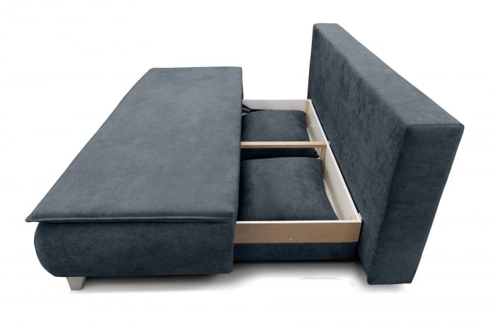 Canapea MONA, 3 locuri extensibila cu functie de somn, relaxare si depozitare, stofa gri Rico 14, 208x108x100, ext.200x160cm [4]