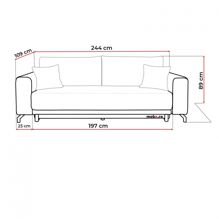 CAPRI, Canapea extensibila 3 locuri, cu functie somn, relaxare si depozitare, stofa albastru inchis, 244x109x89, ext.197x147 cm [5]