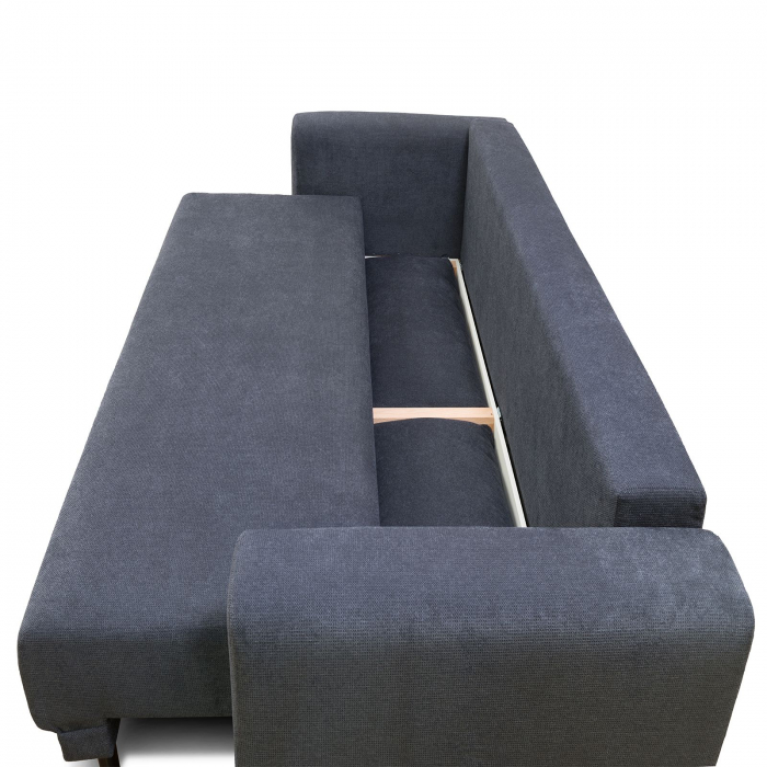 CAPRI, Canapea extensibila 3 locuri, cu functie somn, relaxare si depozitare, stofa albastru inchis, 244x109x89, ext.197x147 cm [4]