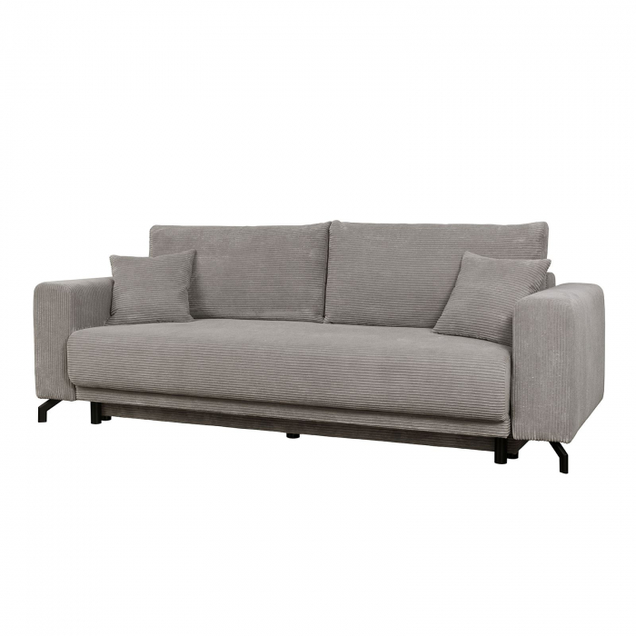 CAPRI, Canapea extensibila 3 locuri, cu functie somn, relaxare si depozitare, stofa gri, 244x109x89, ext.197x147 cm [2]