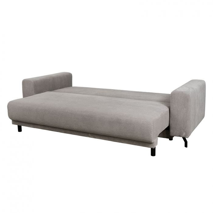 CAPRI, Canapea extensibila 3 locuri, cu functie somn, relaxare si depozitare, stofa gri, 244x109x89, ext.197x147 cm [3]