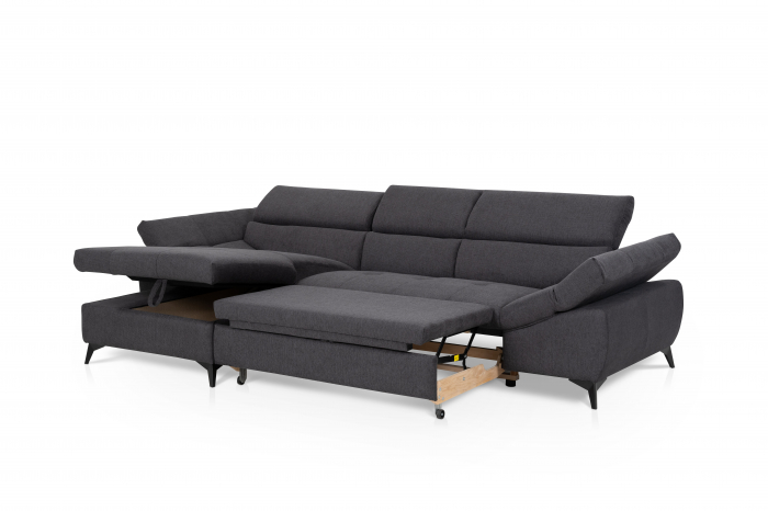 Coltar extensibil BILLY REK/BK-2F, stofa F004 charcoal, 297x171x75(92), ext.179x124cm. [3]
