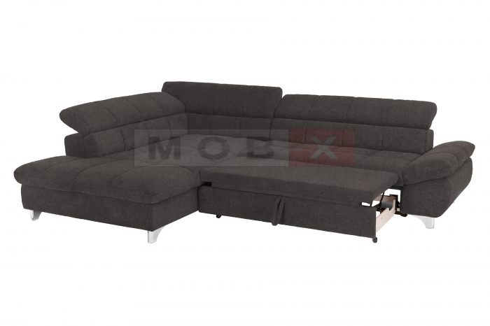 Coltar Living extensibil, functie somn GEMINI OTM-3F, stanga, stofa G004 New York  charcoal, 312x231x97, ext.228x127cm. [2]