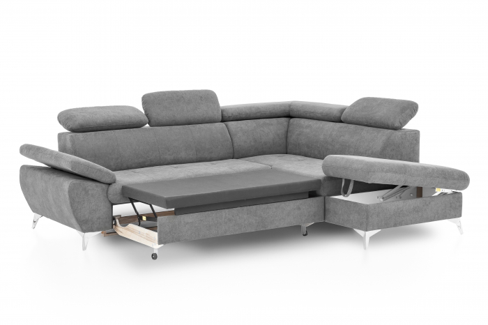 Coltar extensibil GISELE 2.5F-OTM/BK KLEIN, dreapta, stofa gri G002, 256x209x83(99), ext.177x120cm. [4]