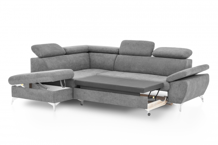 Coltar extensibil GISELE OTM/BK-2.5F KLEIN, stanga, stofa gri G002, 256x209x83(99), ext.177x120cm. [4]