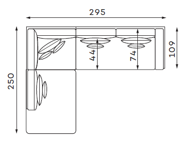 Coltar Living BELLISA Set-2, structura fixa cu functie relaxare, dreapta, stofa auriu Piano 23, 295x250x104cm [3]