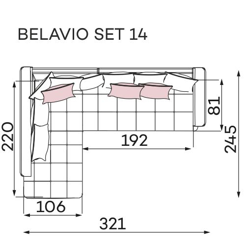 Coltar Living BELAVIO Set-2, structura fixa cu functie relaxare, dreapta, stofa blue Monolit 77, 288x210x(71-92)cm [34]