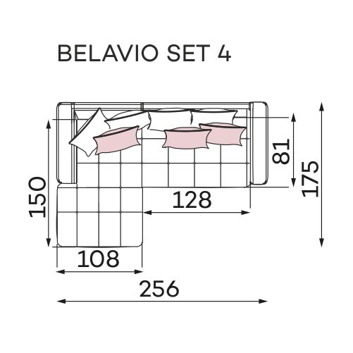 Coltar Living BELAVIO Set-2, structura fixa cu functie relaxare, dreapta, stofa blue Monolit 77, 288x210x(71-92)cm [24]
