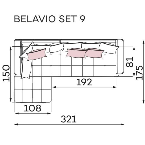 Coltar Living BELAVIO Set-2, structura fixa cu functie relaxare, dreapta, stofa blue Monolit 77, 288x210x(71-92)cm [29]