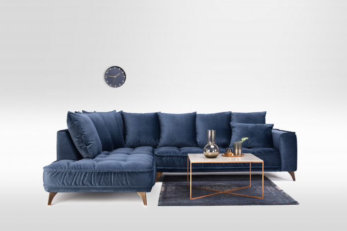 Coltar Living BELAVIO Set-2, structura fixa cu functie relaxare, stanga, stofa blue Monolit 77, 288x210x(71-92)cm [13]