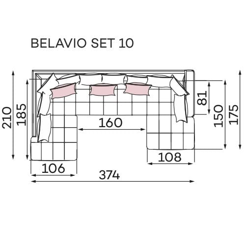 Coltar Living BELAVIO Set-2, structura fixa cu functie relaxare, stanga, stofa blue Monolit 77, 288x210x(71-92)cm [30]