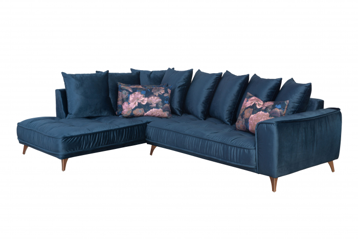 Coltar Living BELAVIO Set-2, structura fixa cu functie relaxare, stanga, stofa blue Monolit 77, 288x210x(71-92)cm [3]
