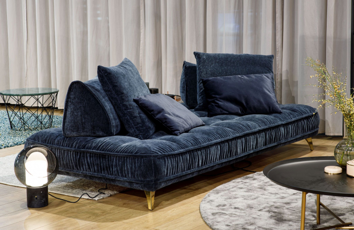 Coltar Living BELAVIO Set-2, structura fixa cu functie relaxare, stanga, stofa blue Monolit 77, 288x210x(71-92)cm [19]
