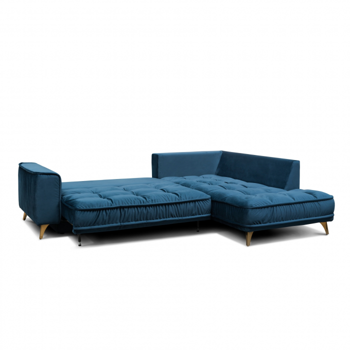 Coltar Living BELAVIO Set-3, extensibil cu functie relaxare si depozitare, dreapta, stofa blue Monolit 77, 262x185x(71-92), ext.214x130cm [3]