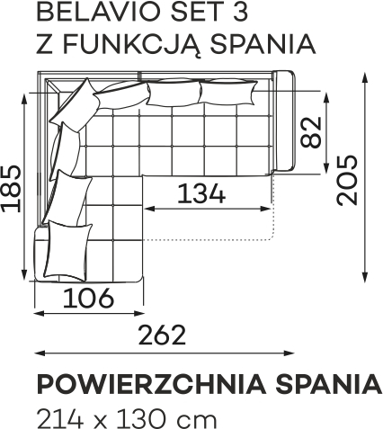 Coltar Living BELAVIO Set-3, extensibil cu functie relaxare si depozitare, dreapta, stofa blue Monolit 77, 262x185x(71-92), ext.214x130cm [6]