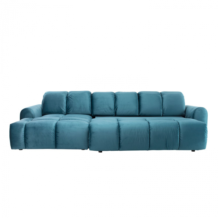 Coltar Living BULLET, extensibil cu functie relaxare si depozitare, stanga, stofa turquise Velvet 659, 294x194x(80-102), ext.240x137cm [9]