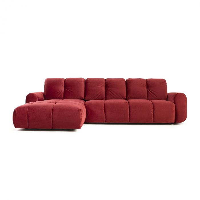 Coltar Living BULLET, extensibil cu functie relaxare si depozitare, stanga, stofa turquise Velvet 659, 294x194x(80-102), ext.240x137cm [31]