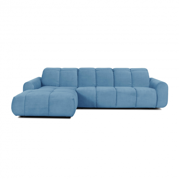 Coltar Living BULLET, extensibil cu functie relaxare si depozitare, stanga, stofa turquise Velvet 659, 294x194x(80-102), ext.240x137cm [29]