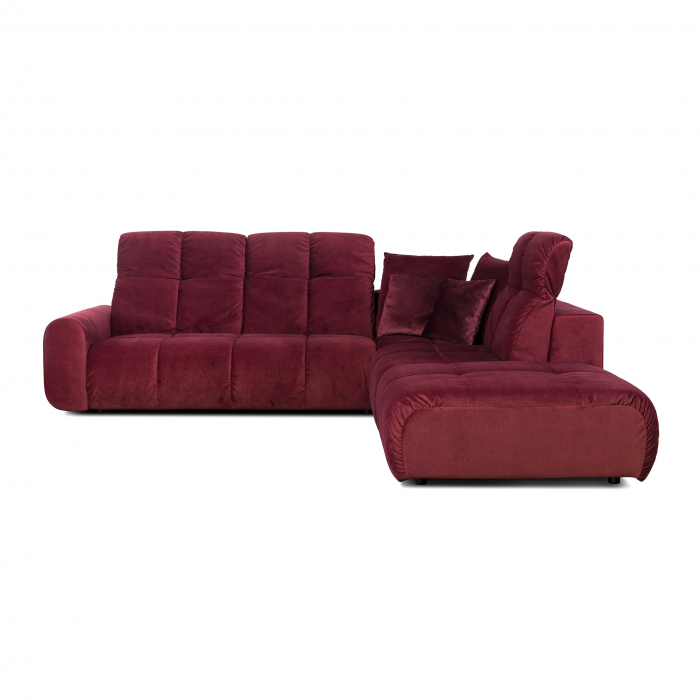 Coltar Living BULLET Set-1, structura fixa cu functie relaxare, dreapta, stofa rosu Velvet 663 , 297x279x(80-102)cm [3]