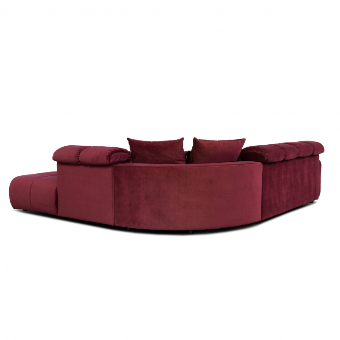 Coltar Living BULLET Set-1, structura fixa cu functie relaxare, dreapta, stofa rosu Velvet 663 , 297x279x(80-102)cm [4]