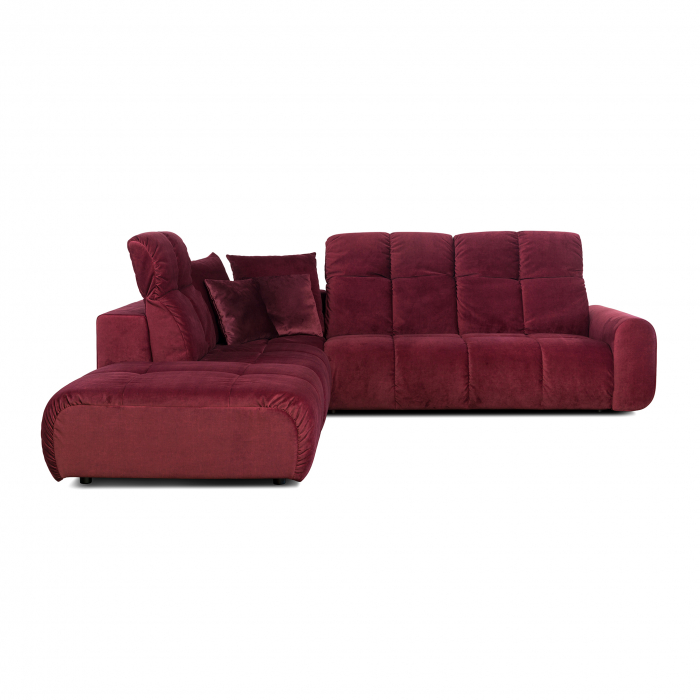 Coltar Living BULLET Set-1, structura fixa cu functie relaxare, stanga, stofa rosu Velvet 663 , 279x279x(80-102)cm [3]