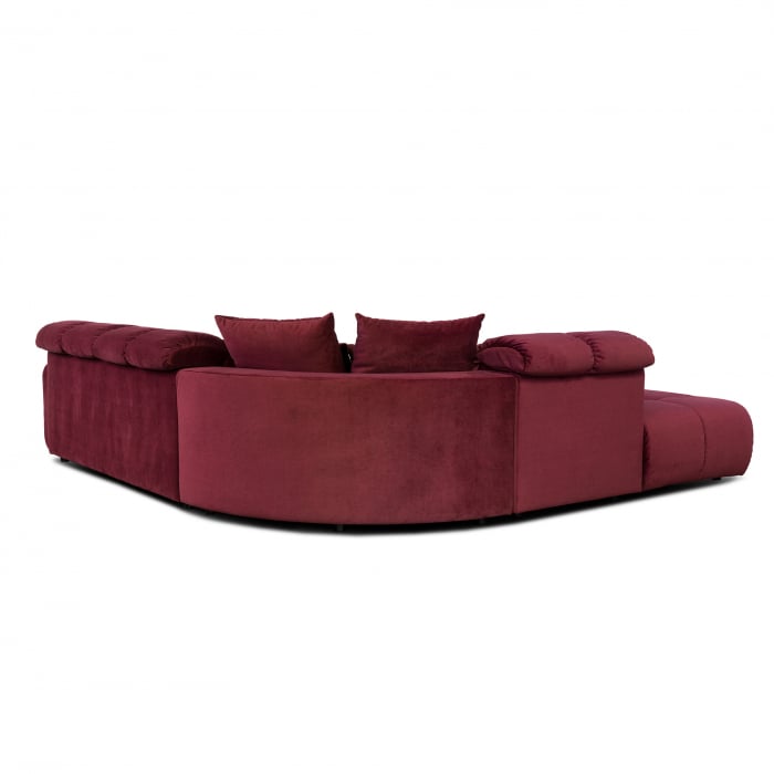 Coltar Living BULLET Set-1, structura fixa cu functie relaxare, stanga, stofa rosu Velvet 663 , 279x279x(80-102)cm [4]