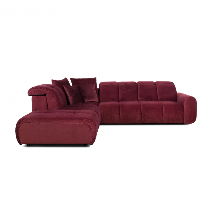 Coltar Living BULLET Set-1, structura fixa cu functie relaxare, stanga, stofa rosu Velvet 663 , 279x279x(80-102)cm [2]