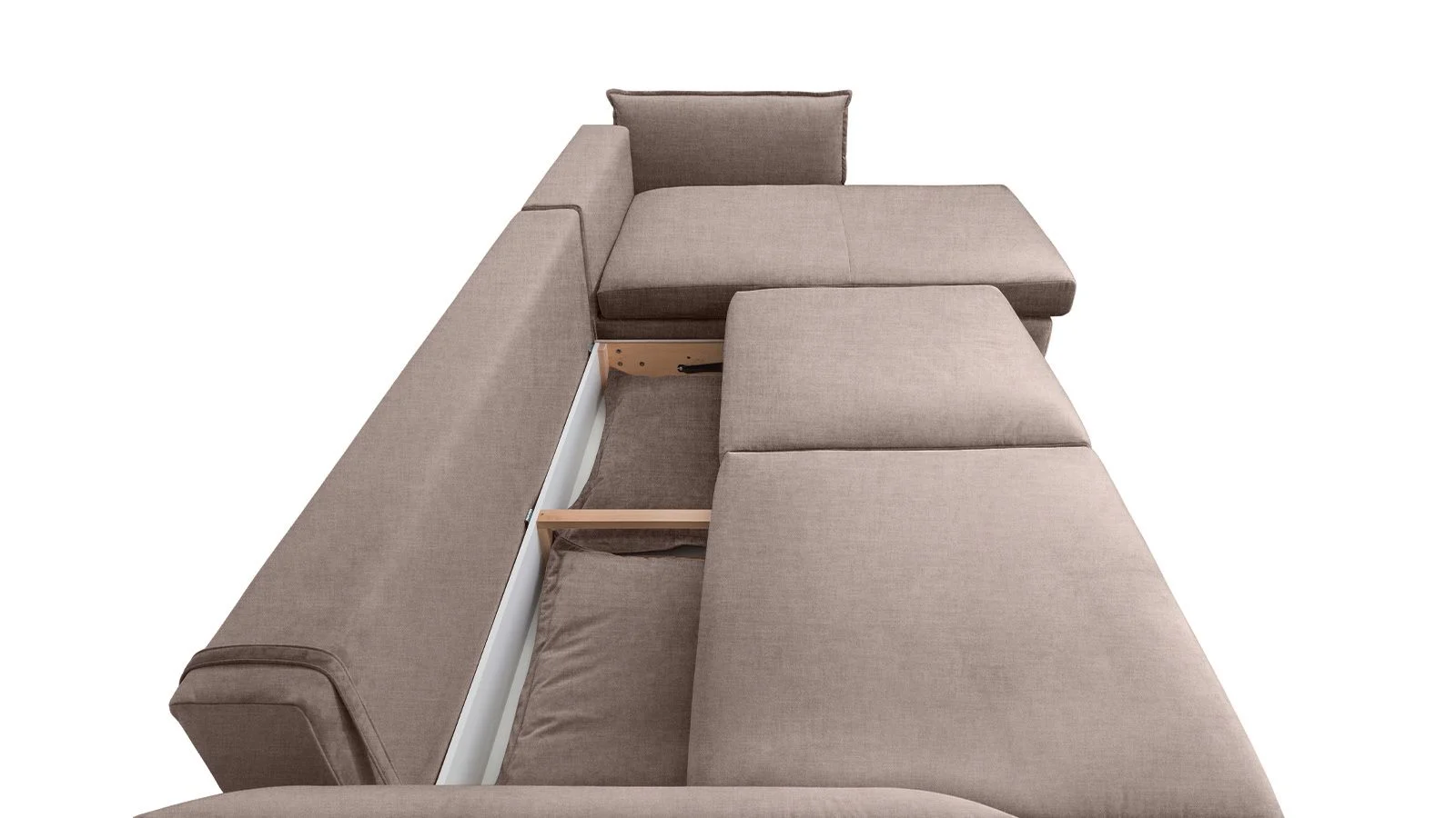 Coltar Living CARMEN Set-2, extensibil cu functie relaxare si depozitare, dreapta, stofa beige Kingston 03, (318-342)x187x101, ext.283x140cm [4]