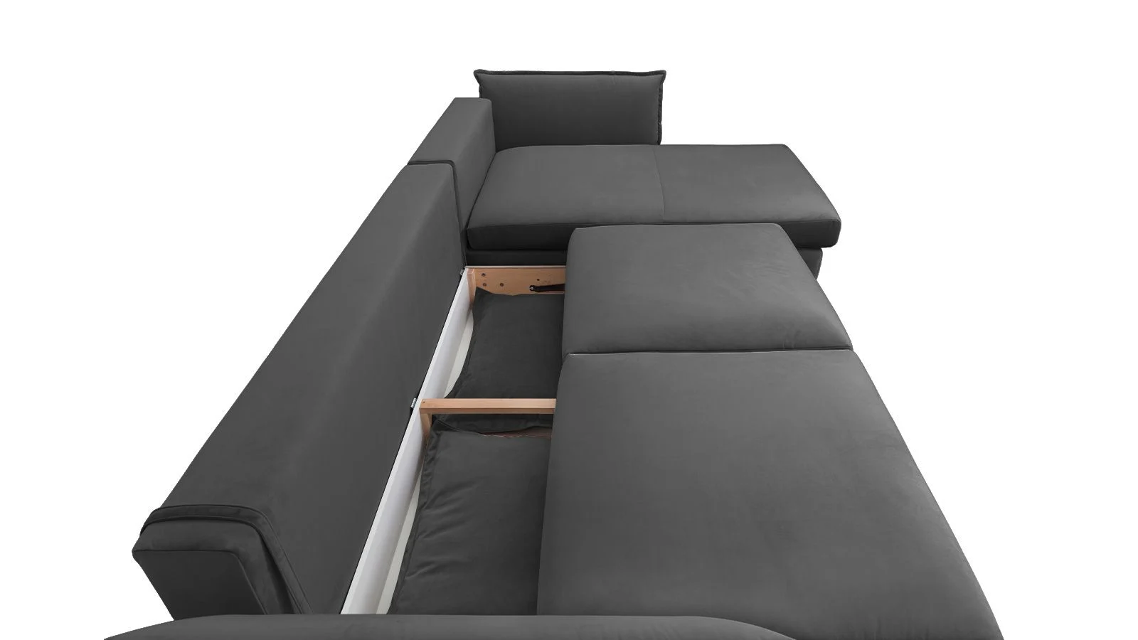 Coltar Living CARMEN Set-2, extensibil cu functie relaxare si depozitare, dreapta, stofa gri inchis Piano 15, (318-342)x187x101, ext.283x140cm [4]