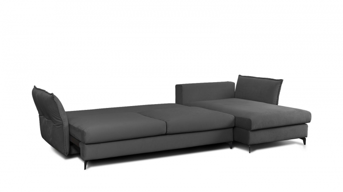 Coltar Living CARMEN Set-2, extensibil cu functie relaxare si depozitare, dreapta, stofa gri inchis Piano 15, (318-342)x187x101, ext.283x140cm [3]