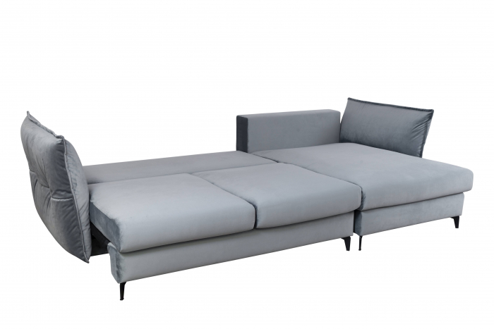 Coltar Living CARMEN Set-2, extensibil cu functie relaxare si depozitare, dreapta, stofa gri Piano 14, (318-342)x187x101, ext.283x140cm [5]