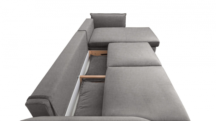 Coltar Living CARMEN Set-2, extensibil cu functie relaxare si depozitare, dreapta, stofa gri Tarim 17, (318-342)x187x101, ext.283x140cm [4]