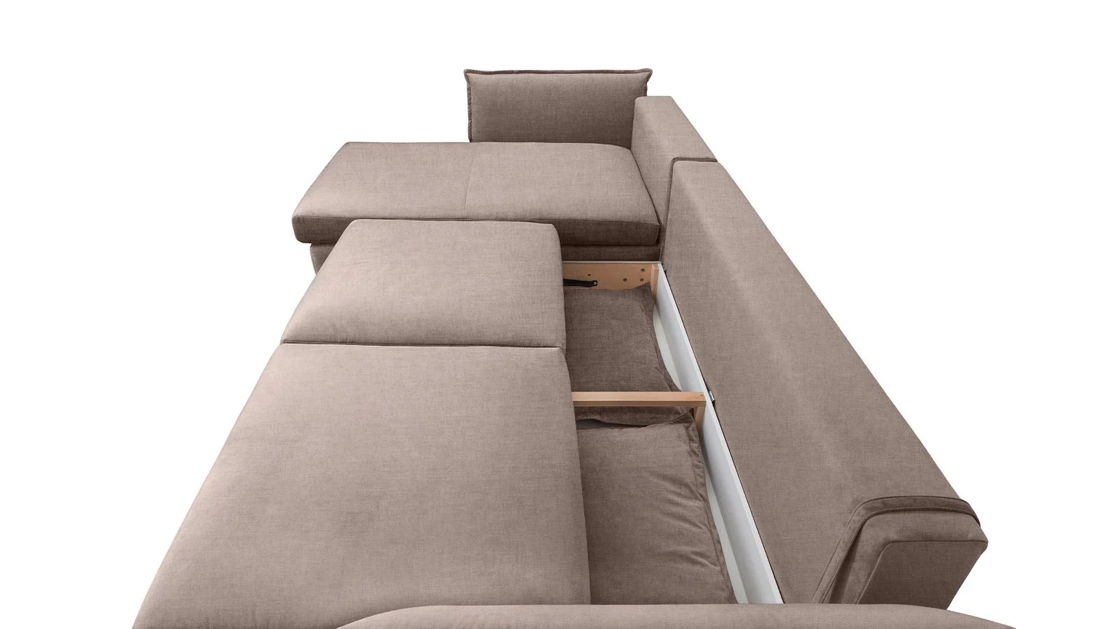 Coltar Living CARMEN Set-2, extensibil cu functie relaxare si depozitare, stanga, stofa beige Kingston 03, (318-342)x187x101, ext.283x140cm [4]