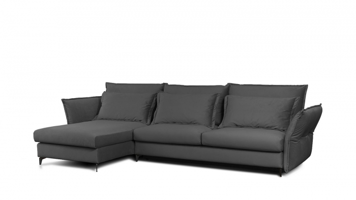 Coltar Living CARMEN Set-2, extensibil cu functie relaxare si depozitare, stanga, stofa gri inchis Piano 15, (318-342)x187x101, ext.283x140cm [2]