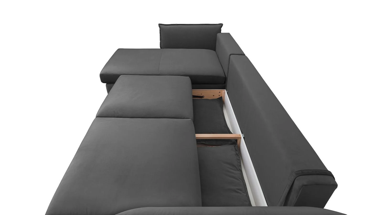 Coltar Living CARMEN Set-2, extensibil cu functie relaxare si depozitare, stanga, stofa gri inchis Piano 15, (318-342)x187x101, ext.283x140cm [4]