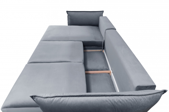 Coltar Living CARMEN Set-2, extensibil cu functie relaxare si depozitare, stanga, stofa gri Piano 14, (318-342)x187x101, ext.283x140cm [7]