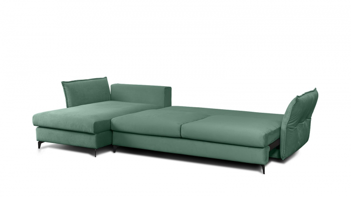 Coltar Living CARMEN Set-2, extensibil cu functie relaxare si depozitare, stanga, stofa Mint Piano 09, (318-342)x187x101, ext.283x140cm [3]