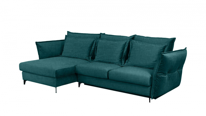 Coltar Living CARMEN Set-2, extensibil cu functie relaxare si depozitare, stanga, stofa Turquoise 15 Boston, (318-342)x187x101, ext.283x140cm [3]