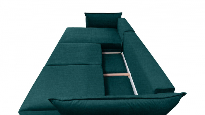Coltar Living CARMEN Set-2, extensibil cu functie relaxare si depozitare, stanga, stofa Turquoise 15 Boston, (318-342)x187x101, ext.283x140cm [6]