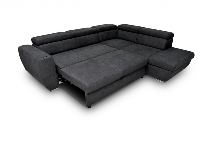 Coltar Living extensibil cu functie somn EMPORIO LUX, dreapta, stofa gri Hammer15, 282x236x75(96), ext.206x140cm [3]