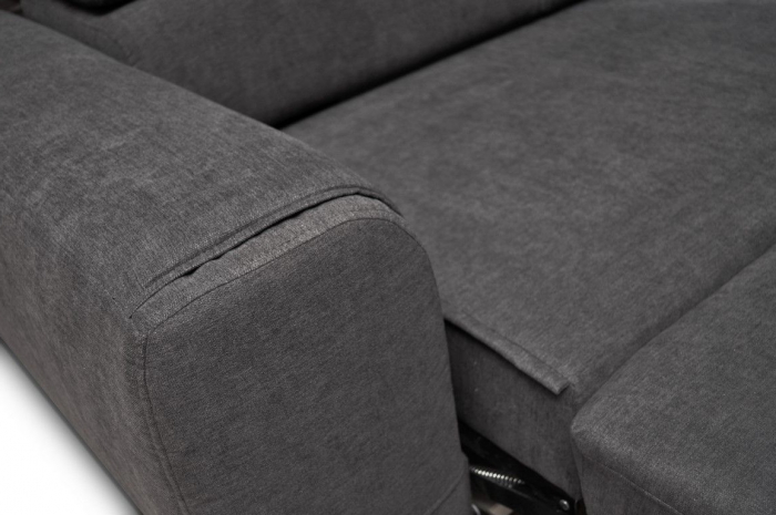 Coltar Living extensibil cu functie somn EMPORIO LUX, stanga, stofa gri Hammer15, 282x236x75(96), ext.206x140cm [6]