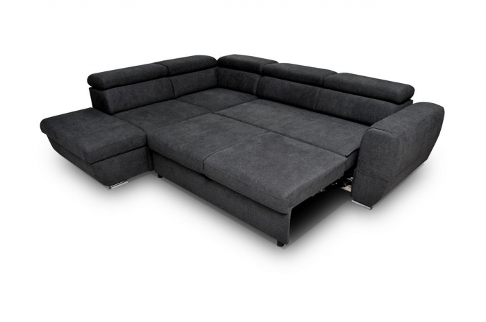 Coltar Living extensibil cu functie somn EMPORIO LUX, stanga, stofa gri Hammer15, 282x236x75(96), ext.206x140cm [3]