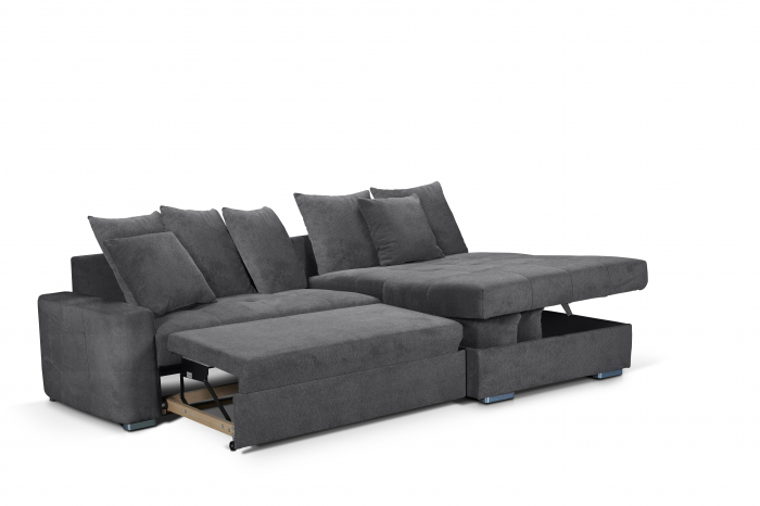 Coltar Living extensibil cu functie somn MM272 SALVADOR 2F-REC/BK BREIT INK, dreapta, stofa gri F001, 293x164x72(89), ext.245x138cm [4]