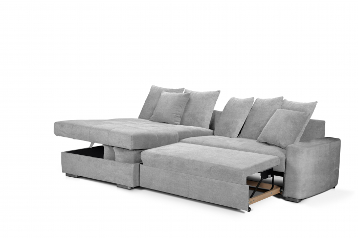 Coltar Living extensibil cu functie somn MM272 SALVADOR REC/BK BREIT-2F INK, stanga, stofa gri deschis R464, 293x164x72(89), ext.245x138cm [2]