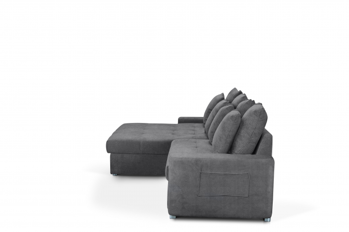 Coltar Living extensibil cu functie somn MM272 SALVADOR REC/BK BREIT-2F INK, stanga, stofa gri F001, 293x164x72(89), ext.245x138cm [6]