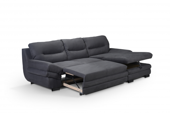 Coltar Living extensibil cu functie somn MM275 RAVENNA 2F-REC/BK, dreapta, stofa gri antracit C265, 270x166x90, ext.195x120cm [6]